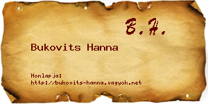 Bukovits Hanna névjegykártya